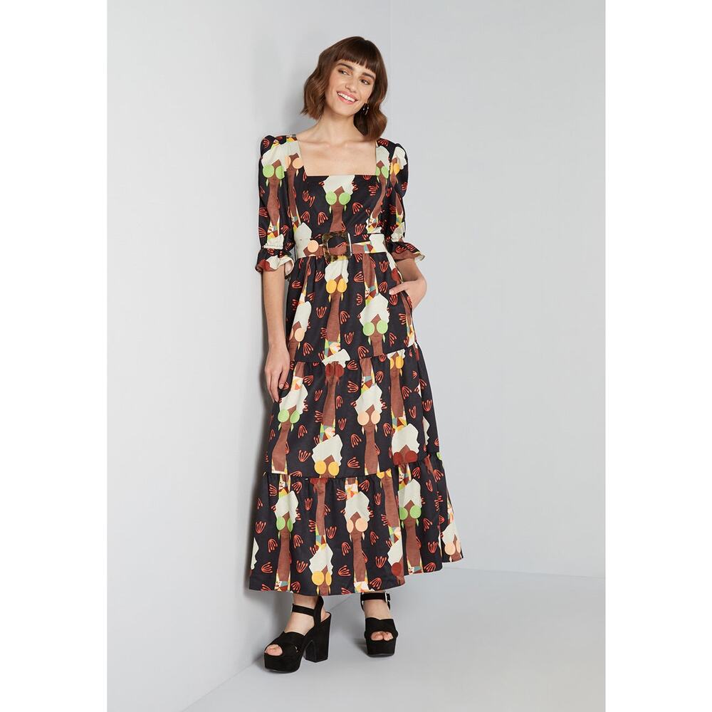 Hutch Let's Go Colorful Boho Square Neck Maxi Dress Size 4 $179